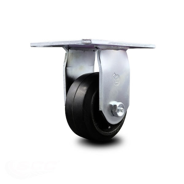 4 Inch Heavy Duty Top Plate Rubber on Steel Rigid Caster with Ball Bearing SCC